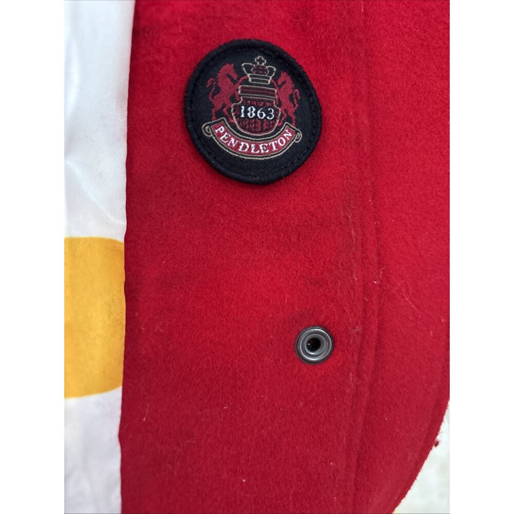 Vintage Pendleton Sz S Wool blend Red Trench Coat Hudson Lined Women Minimalis - Picture 7 of 7